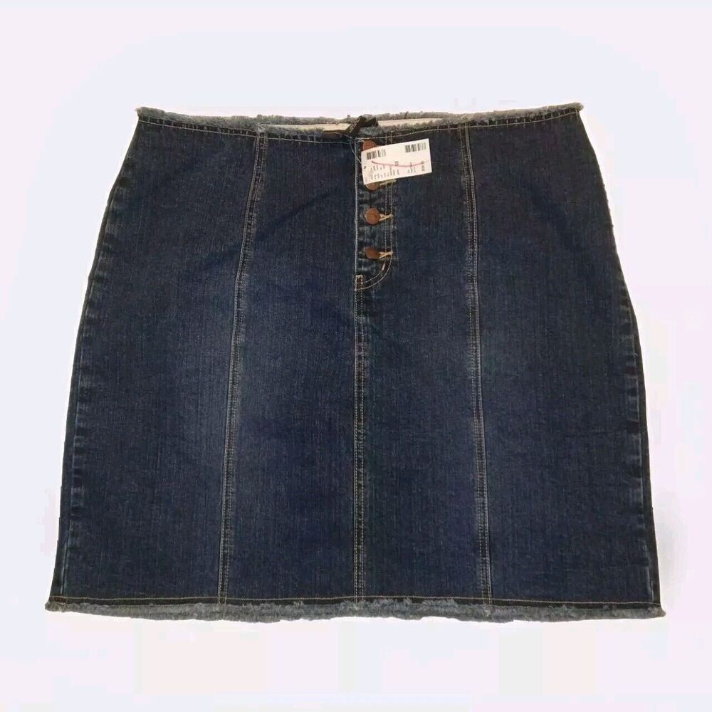 NWT Vtg Lane Bryant Venezia Y2K Plus Size Cotton Denim Mini Skirt Raw Ham S 18